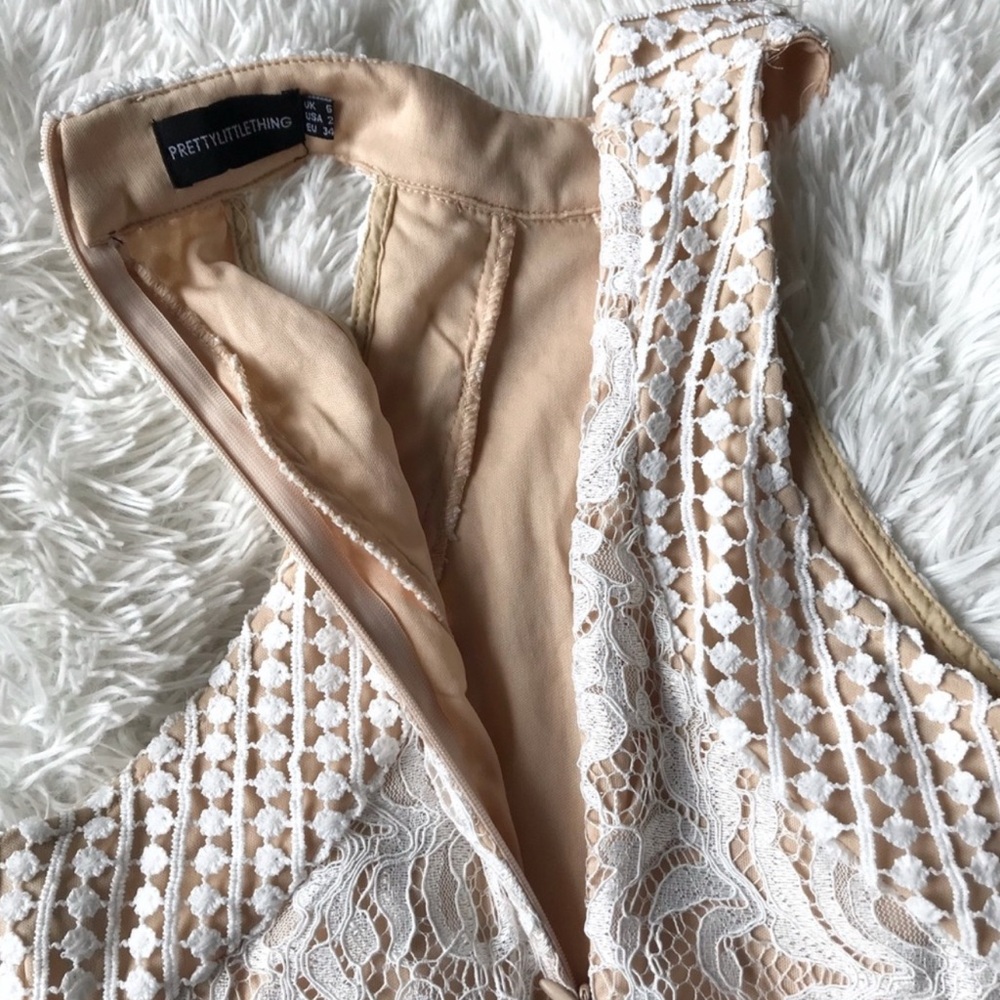NWT✨ PrettyLittleThing Sexy White Lace Crochet High Neck Dress - Picture 7 of 7